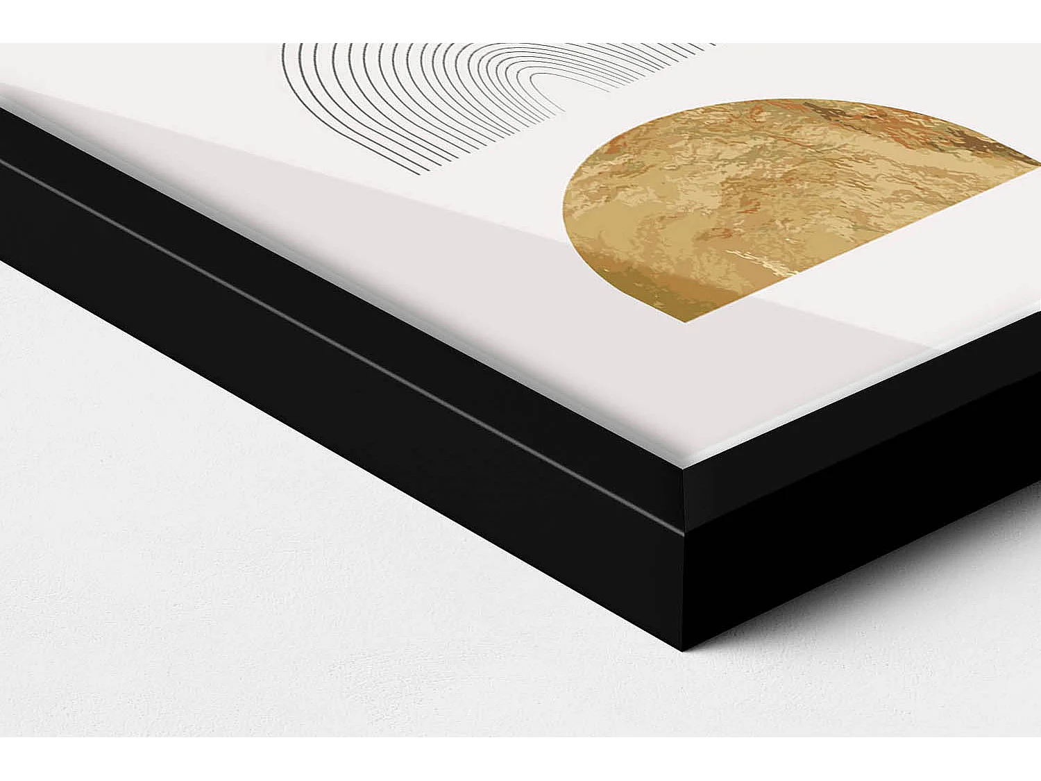 Tableau décoratif avec cadre noir, Formes bohèmes avec de l'or 20 x 30 cm – Parfait pour le salon ou la chambre