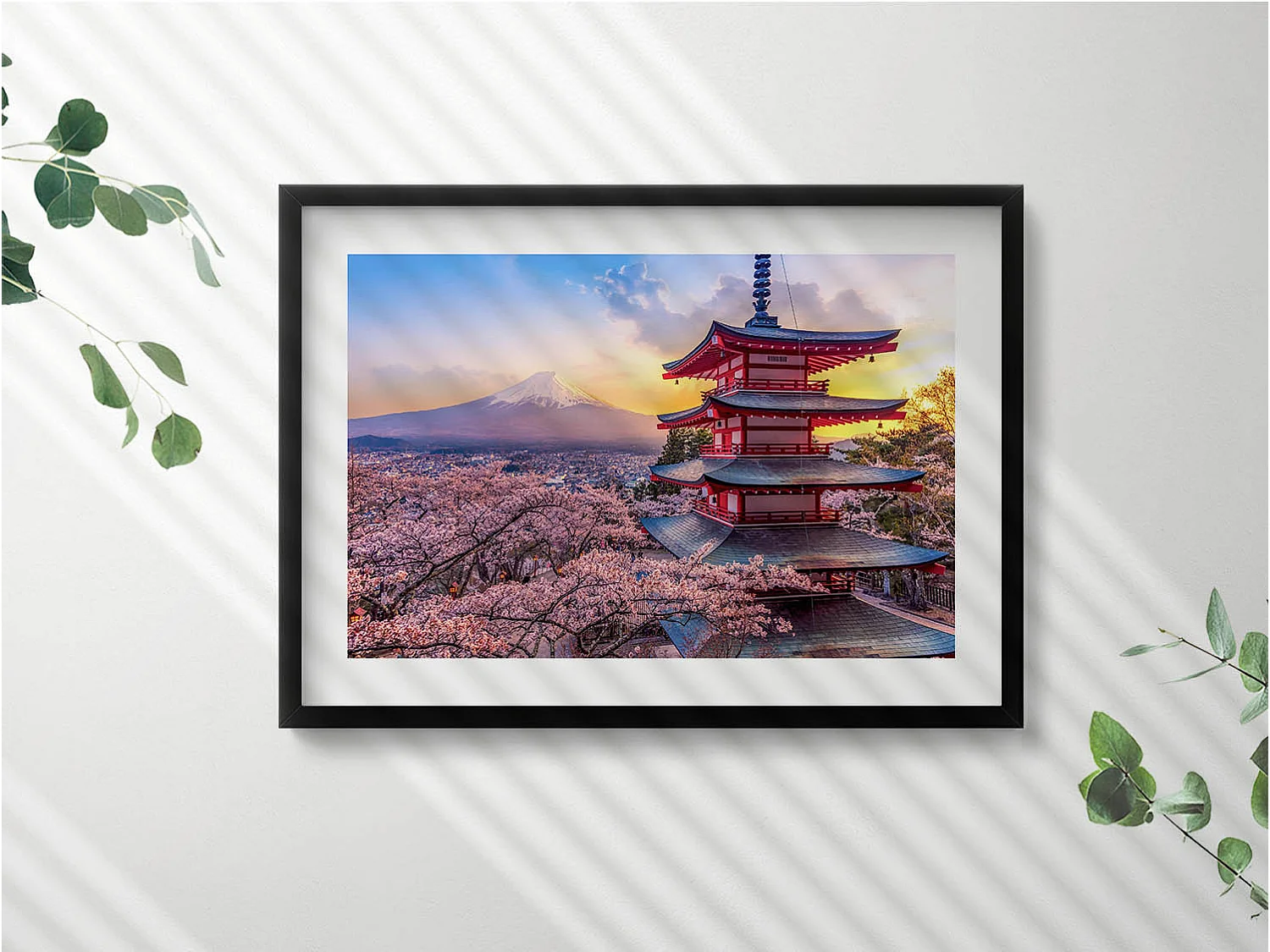 Tableau décoratif avec cadre noir, Abstraction minimaliste avec détails dorés 70 x 50 cm– Parfait pour le salon ou la chambre