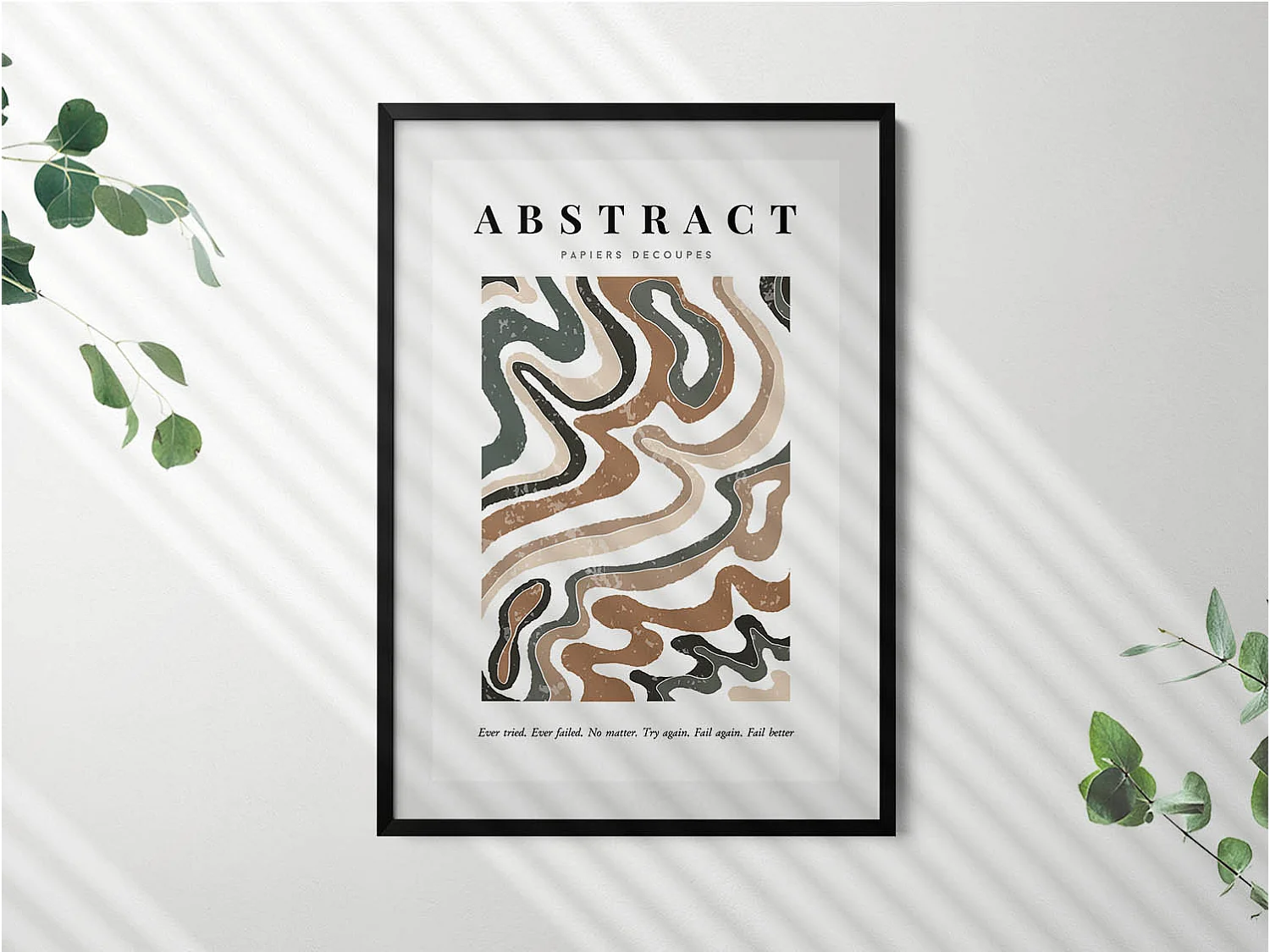 Dekoratives Gemälde mit schwarzem Rahmen, lineare böhmische Abstraktion 70 x 100 cm – perfekt für das Wohn- oder Schlafzimmer