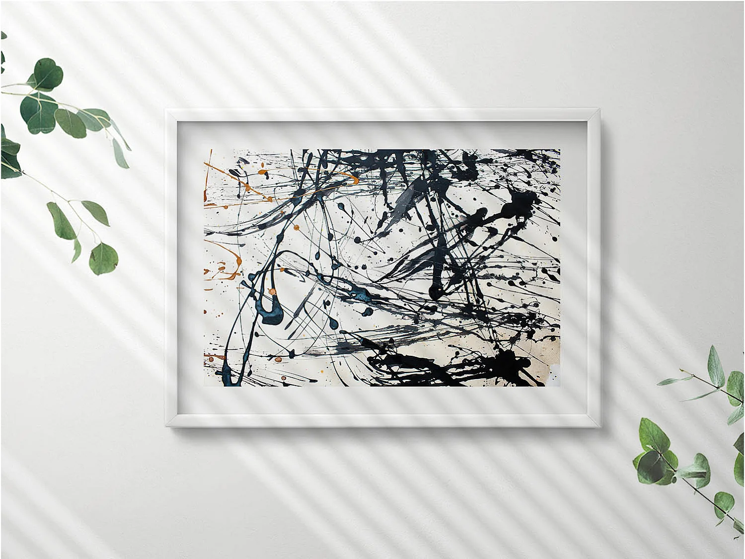 Dekoratives Gemälde mit weißem Rahmen, abstrakte kreative Kunst 70 x 50 cm – perfekt für das Wohn- oder Schlafzimmer