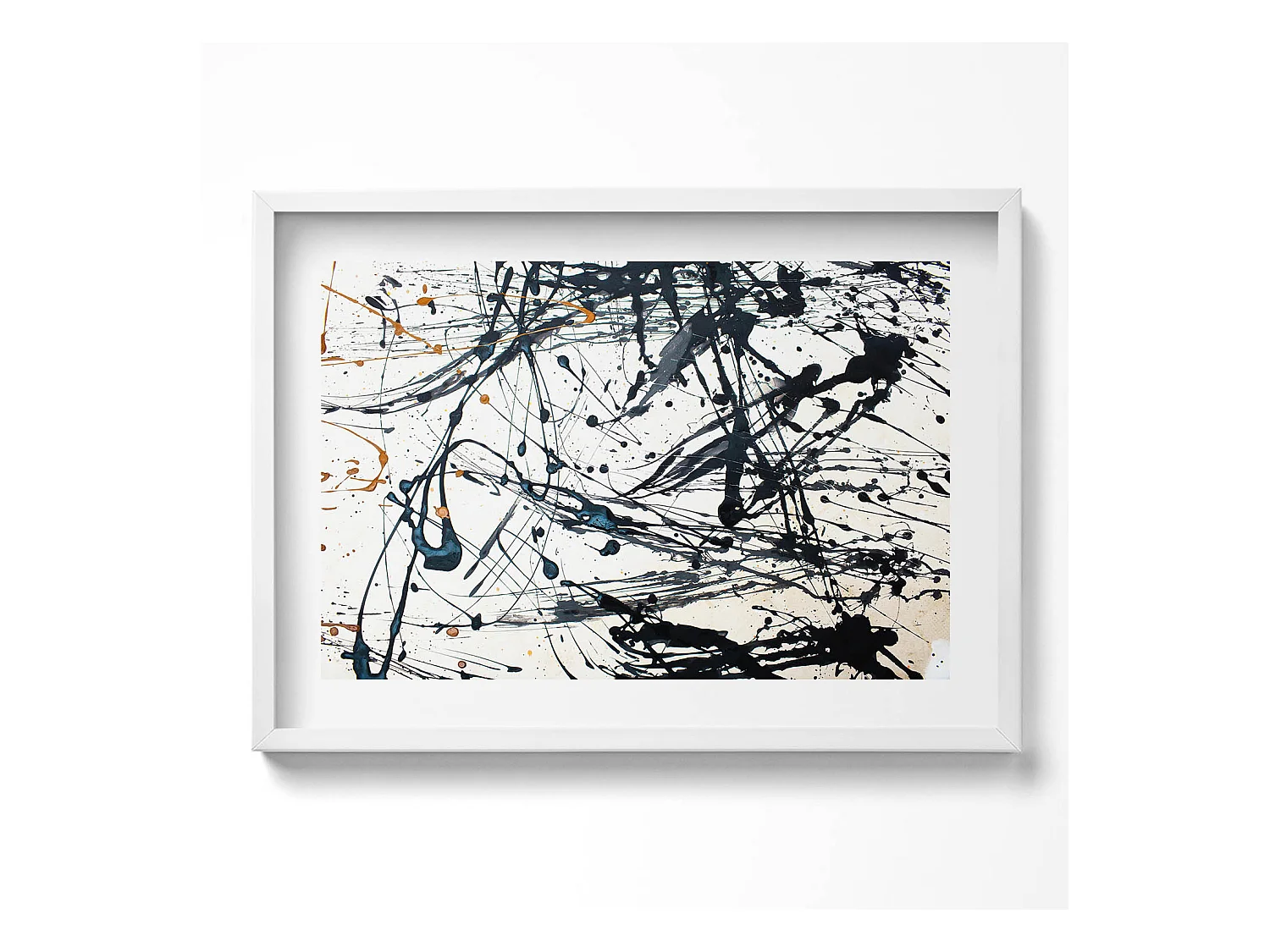 Tableau décoratif avec cadre blanc, Art créatif abstrait 70 x 50 cm– Parfait pour le salon ou la chambre