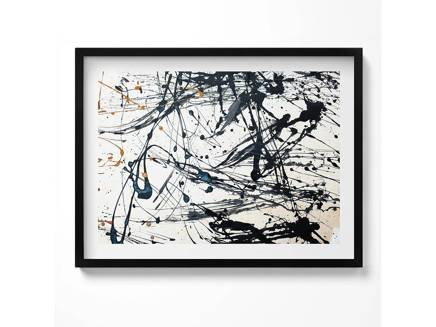 Decoratief schilderij met zwarte lijst, abstracte creatieve kunst 80 x 60 cm – perfect voor de woon- of slaapkamer