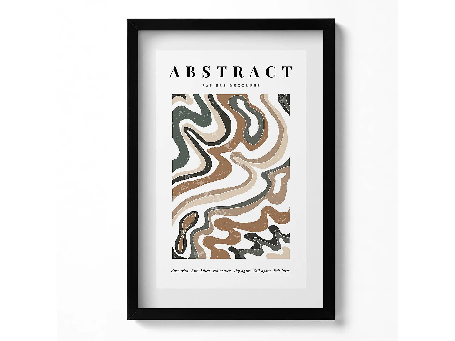 Decoratief schilderij met zwarte lijst, Lineaire bohemien abstractie 40 x 60 cm – Perfect voor de woon- of slaapkamer