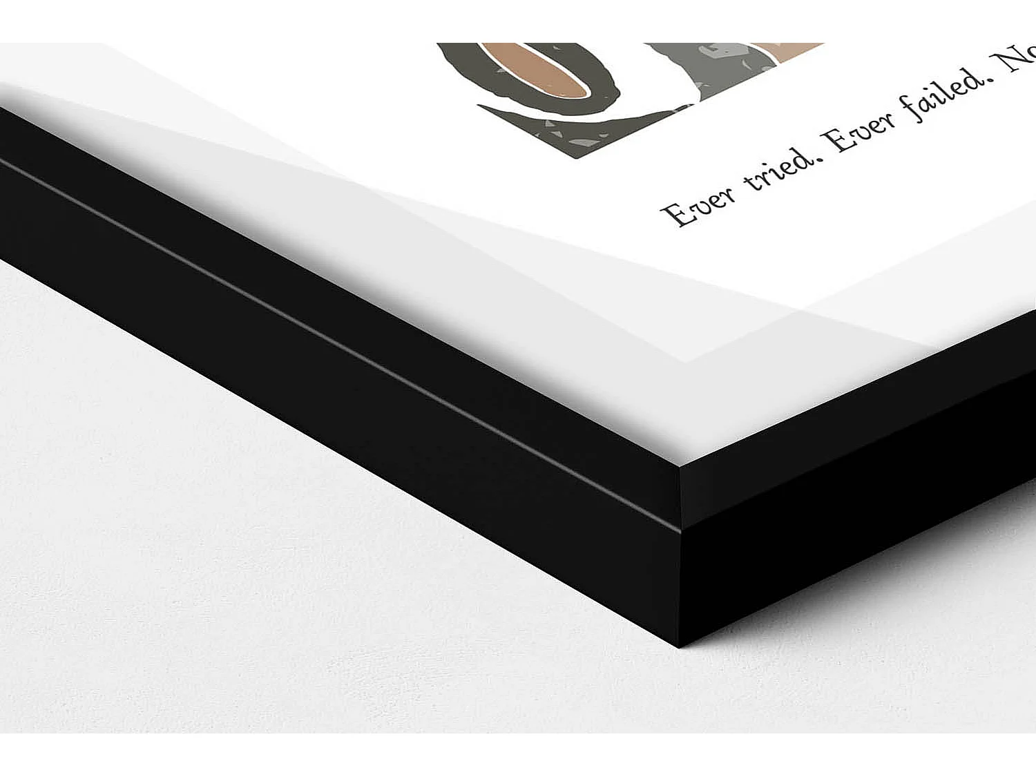 Decoratief schilderij met zwarte lijst, Lineaire bohemien abstractie 40 x 60 cm – Perfect voor de woon- of slaapkamer