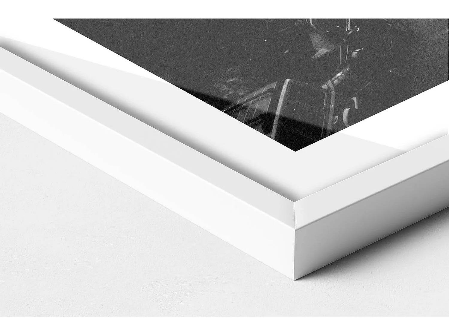 Dekoratives Gemälde mit weißem Rahmen, Schwarz-weiße Straßen von Chicago 70 x 50 cm – Perfekt für das Wohn- oder Schlafzimmer