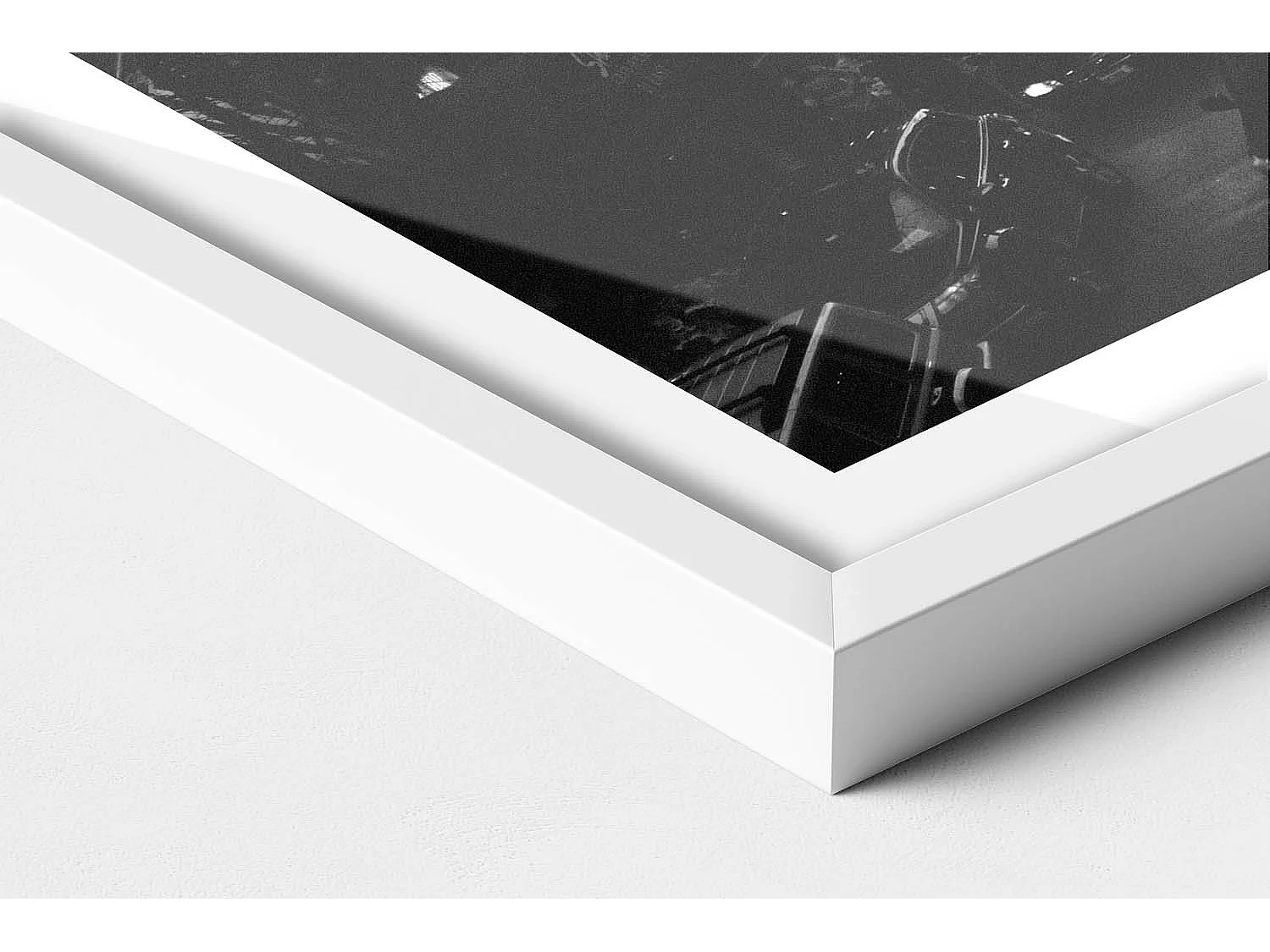 Dekoratives Gemälde mit weißem Rahmen, Schwarz-weiße Straßen von Chicago 60 x 40 cm – Perfekt für das Wohn- oder Schlafzimmer