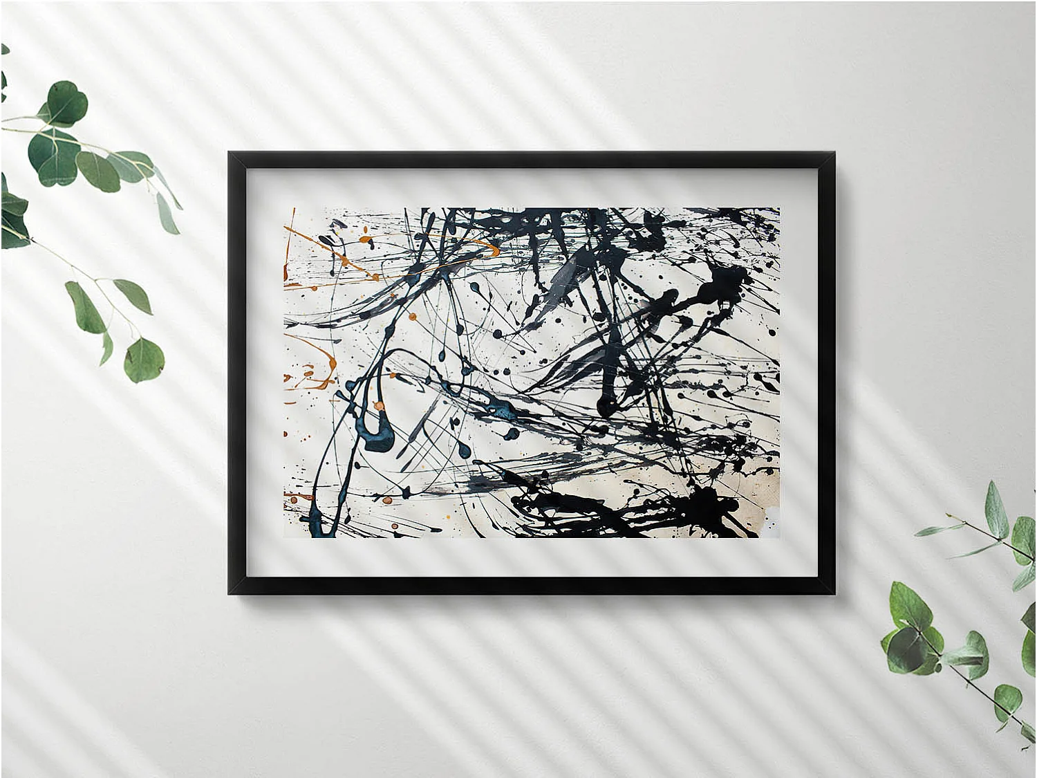 Dekoratives Gemälde mit schwarzem Rahmen, abstrakte kreative Kunst 70 x 50 cm – perfekt für das Wohn- oder Schlafzimmer