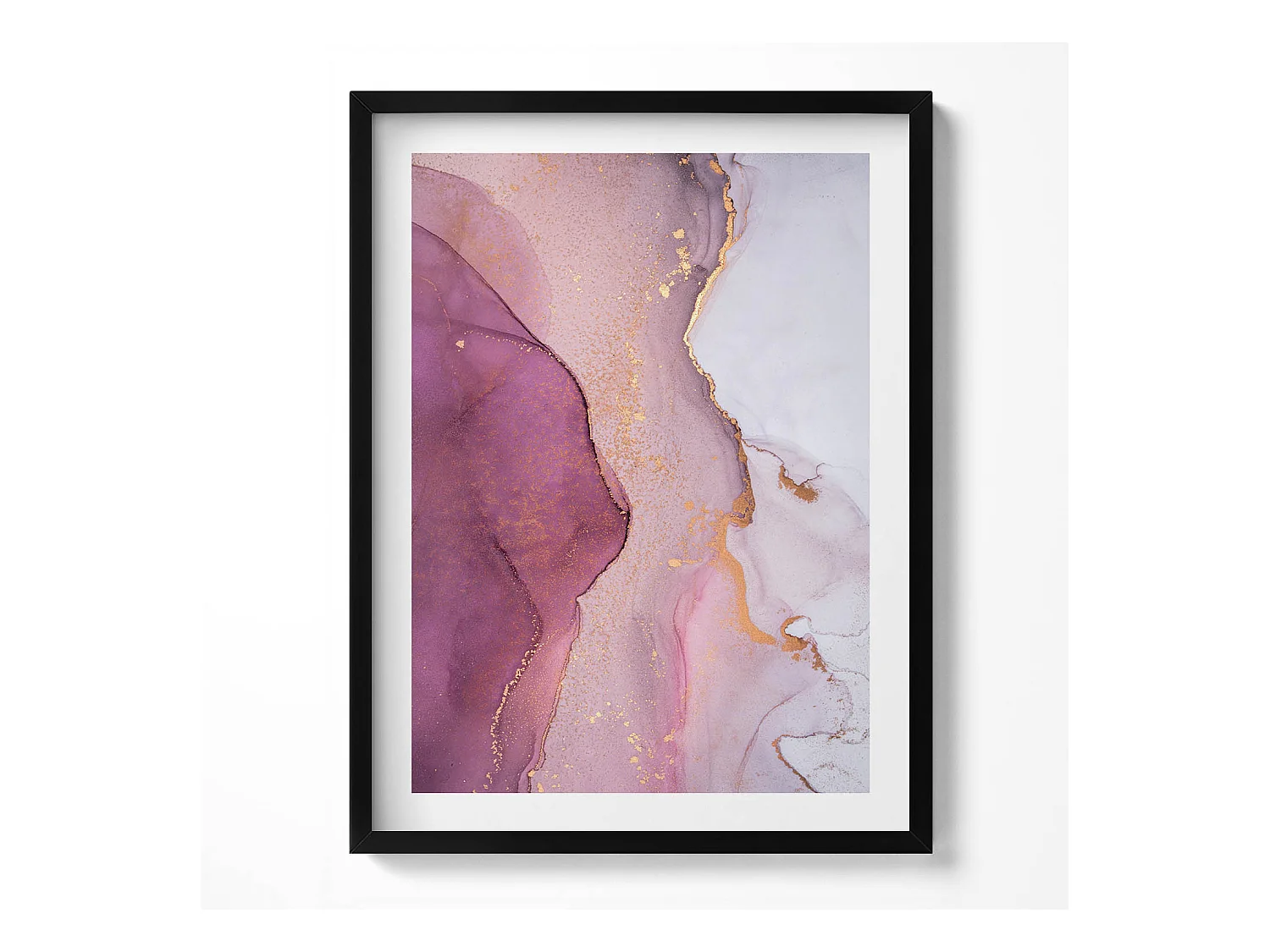Tableau décoratif avec cadre noir, Abstraction fluide et délicate 60 x 80 cm– Parfait pour le salon ou la chambre