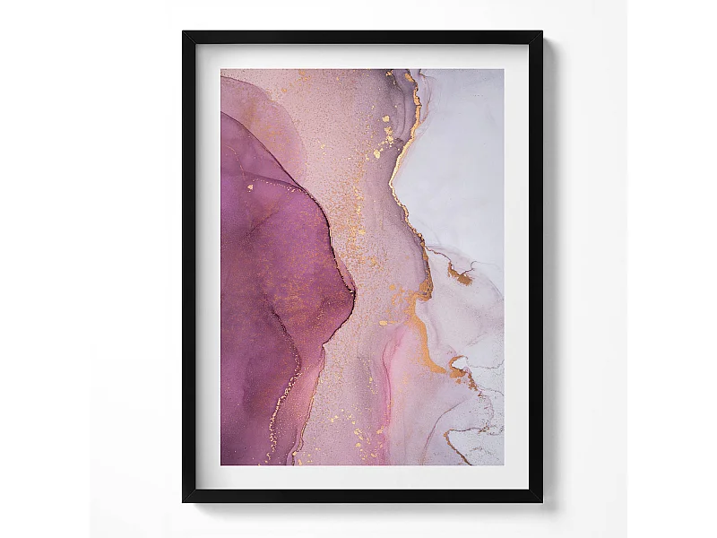 Quadro decorativo con cornice nera, Astrazione fluida e delicata 60 x 80 cm – Perfetto per il soggiorno o la camera da letto