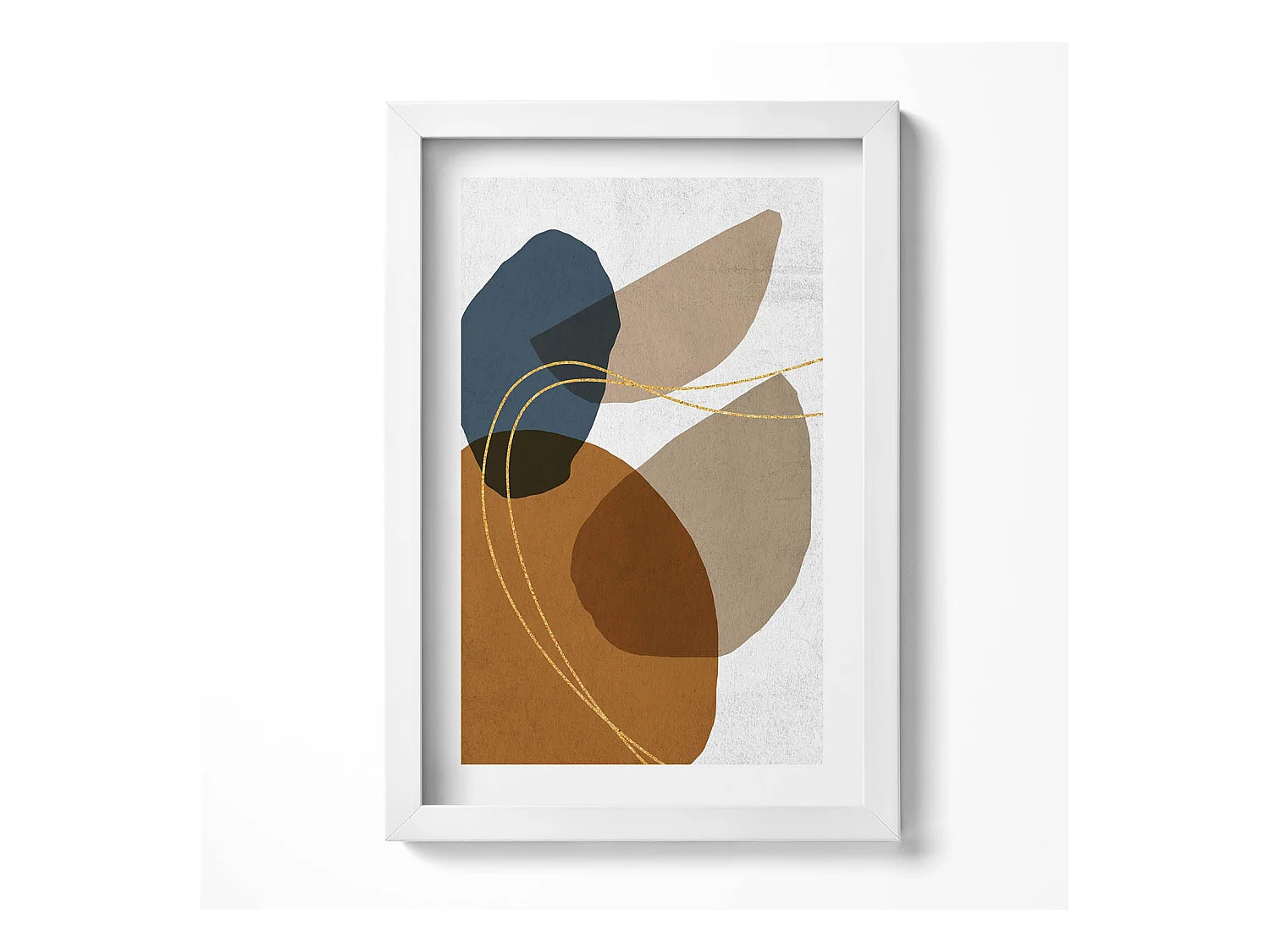 Tableau décoratif avec cadre blanc, Composition bohème abstraite 20 x 30 cm – Parfait pour le salon ou la chambre