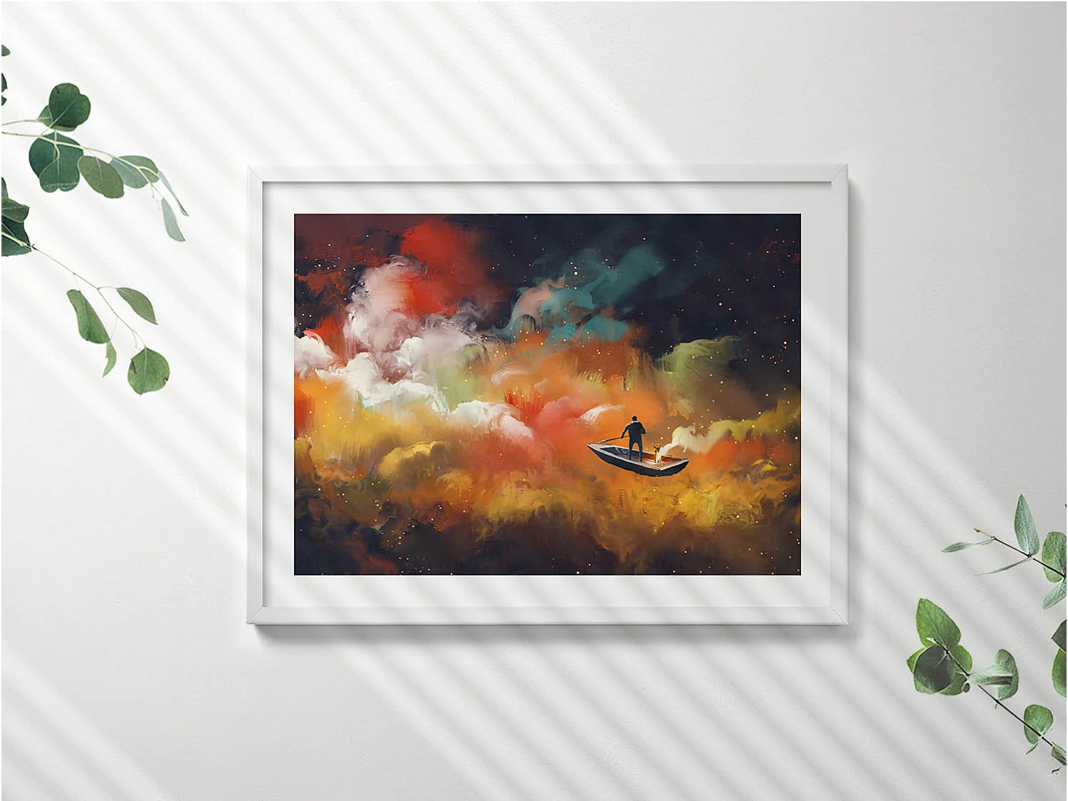 Dekoratives Gemälde mit weißem Rahmen, Eine abstrakte Vorstellung vom Erwachsenenleben 80 x 60 cm – Perfekt für das Wohn- oder Schlafzimmer