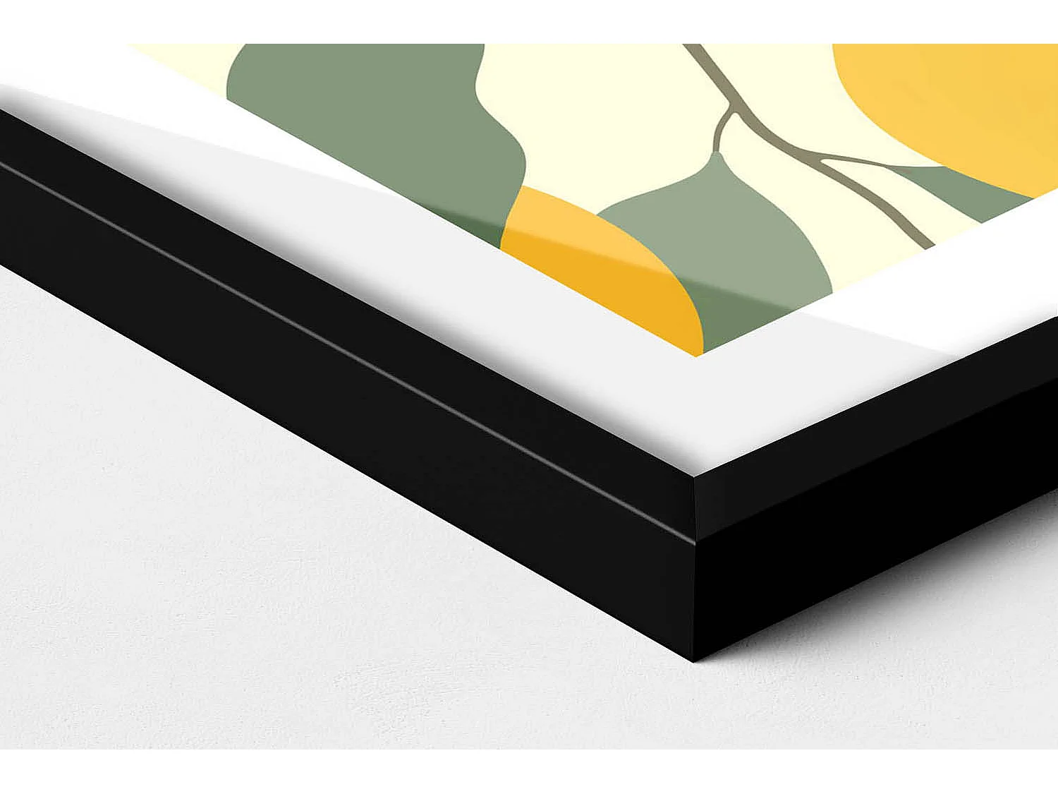 Dekoratives Gemälde mit schwarzem Rahmen, Illustration von Zitronen 80 x 60 cm – Perfekt für das Wohn- oder Schlafzimmer