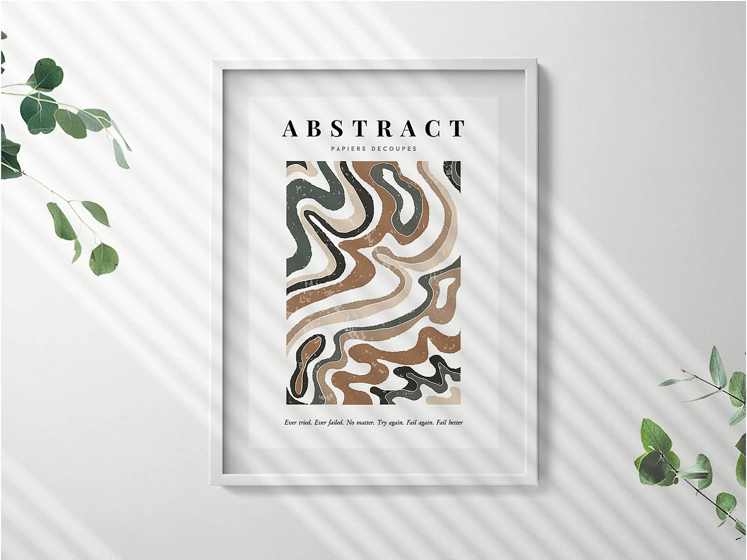 Dekoratives Gemälde mit weißem Rahmen, lineare böhmische Abstraktion 60 x 80 cm – perfekt für das Wohn- oder Schlafzimmer