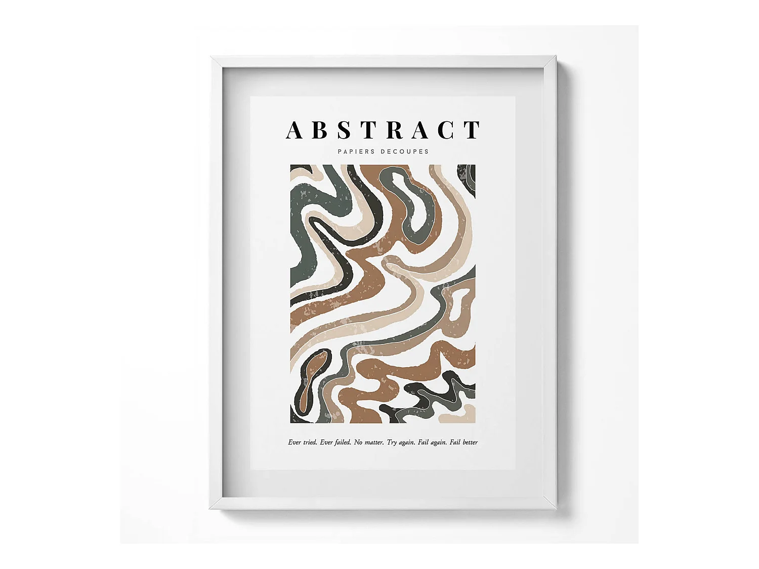 Cuadro decorativo con marco blanco, Abstracción bohemia lineal 60 x 80 cm – Perfecto para el salón o el dormitorio