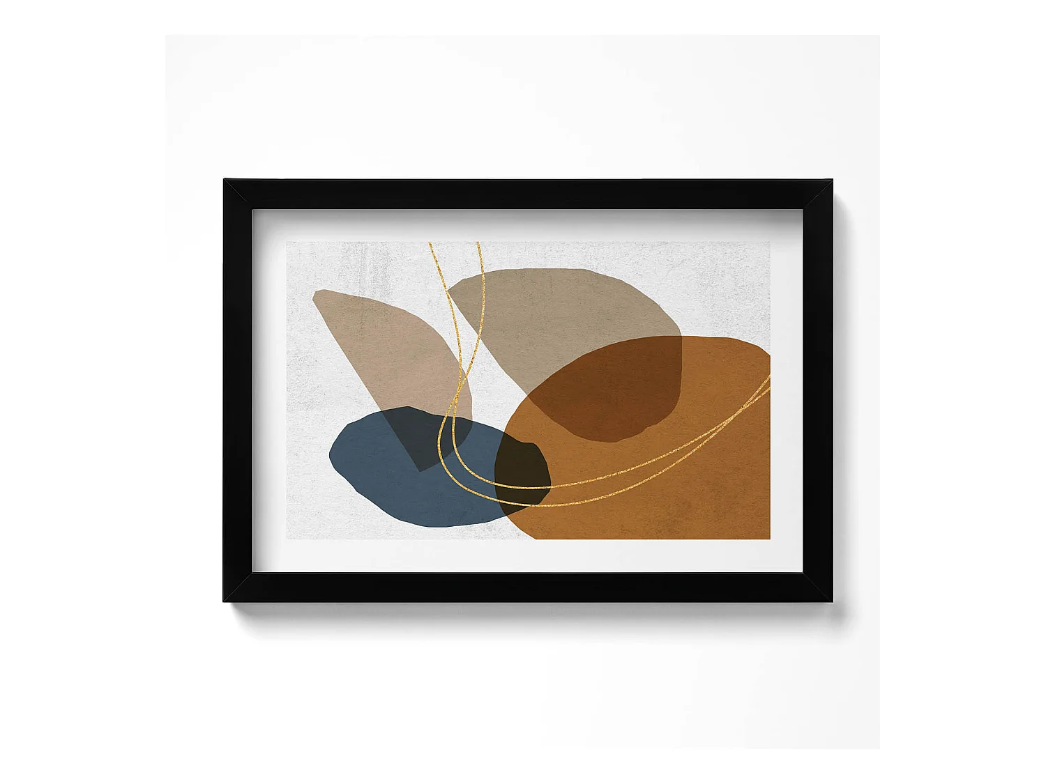 Tableau décoratif avec cadre noir, Composition bohème abstraite 30 x 20 cm – Parfait pour le salon ou la chambre