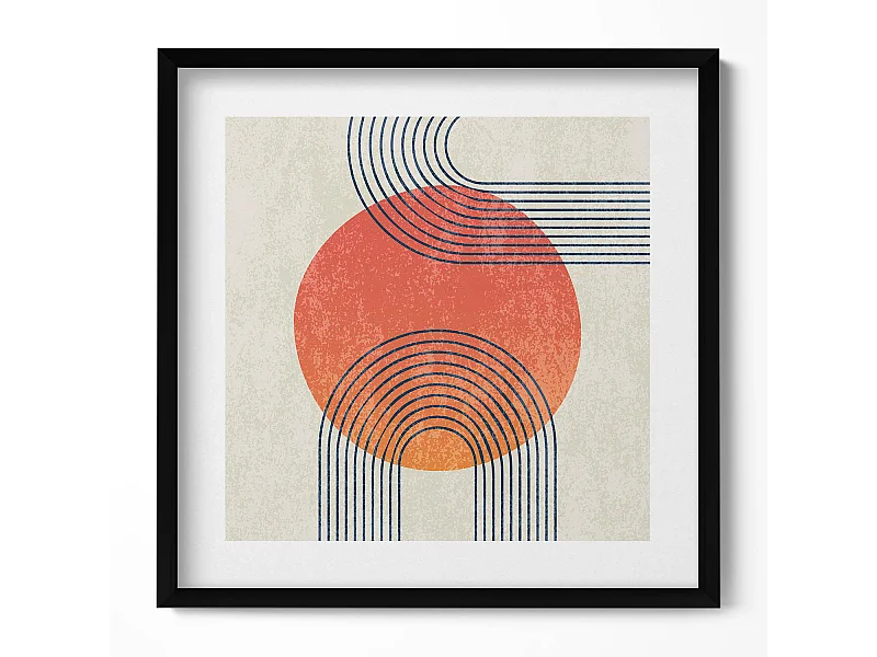 Dekoratives Gemälde mit schwarzem Rahmen, bemalte Monstera-Blätter 50 x 50 cm – perfekt für das Wohn- oder Schlafzimmer