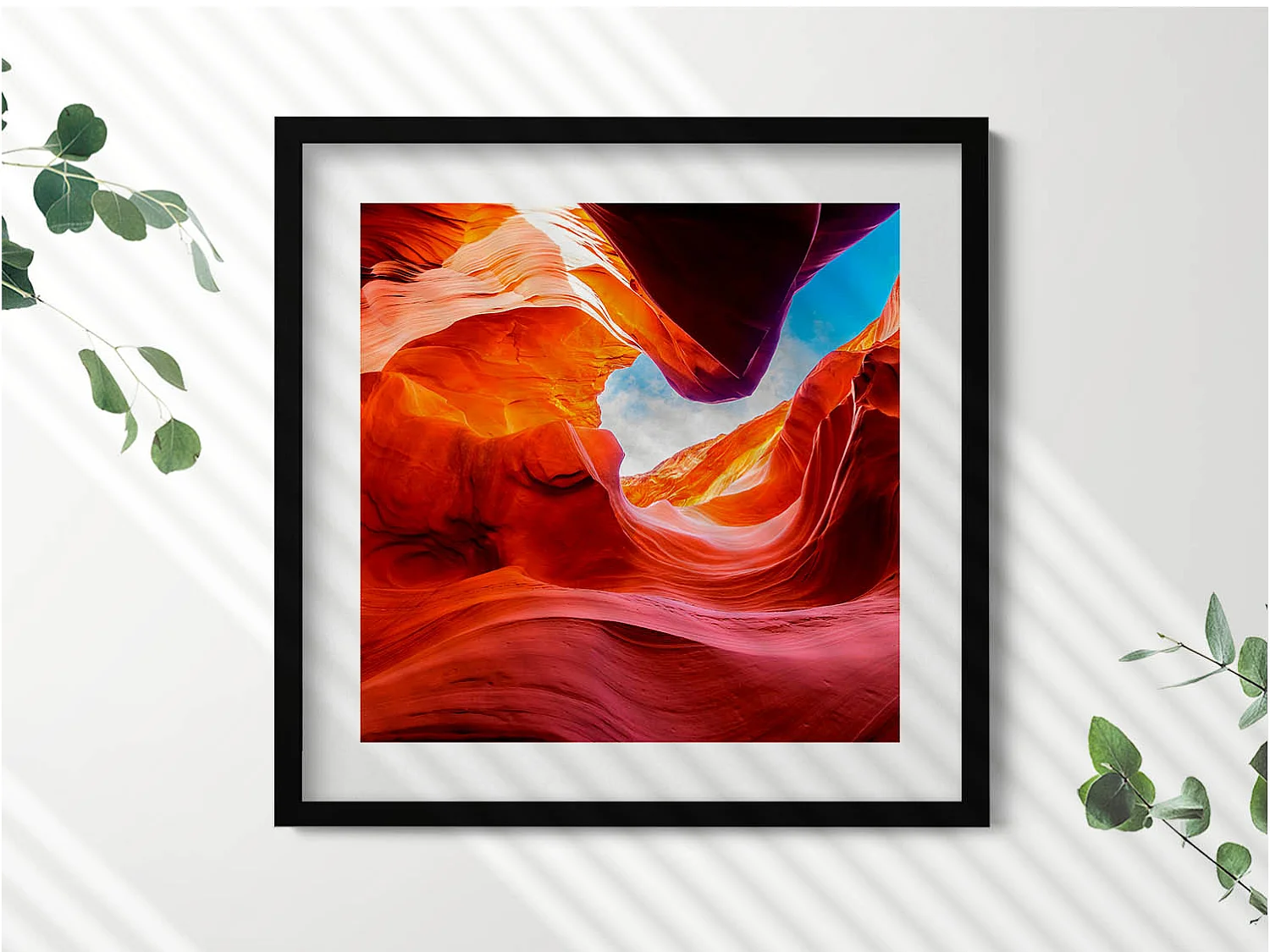 Decoratief schilderij met zwarte lijst, Rocky canyon landschap 50 x 50 cm - Perfect voor de woon- of slaapkamer