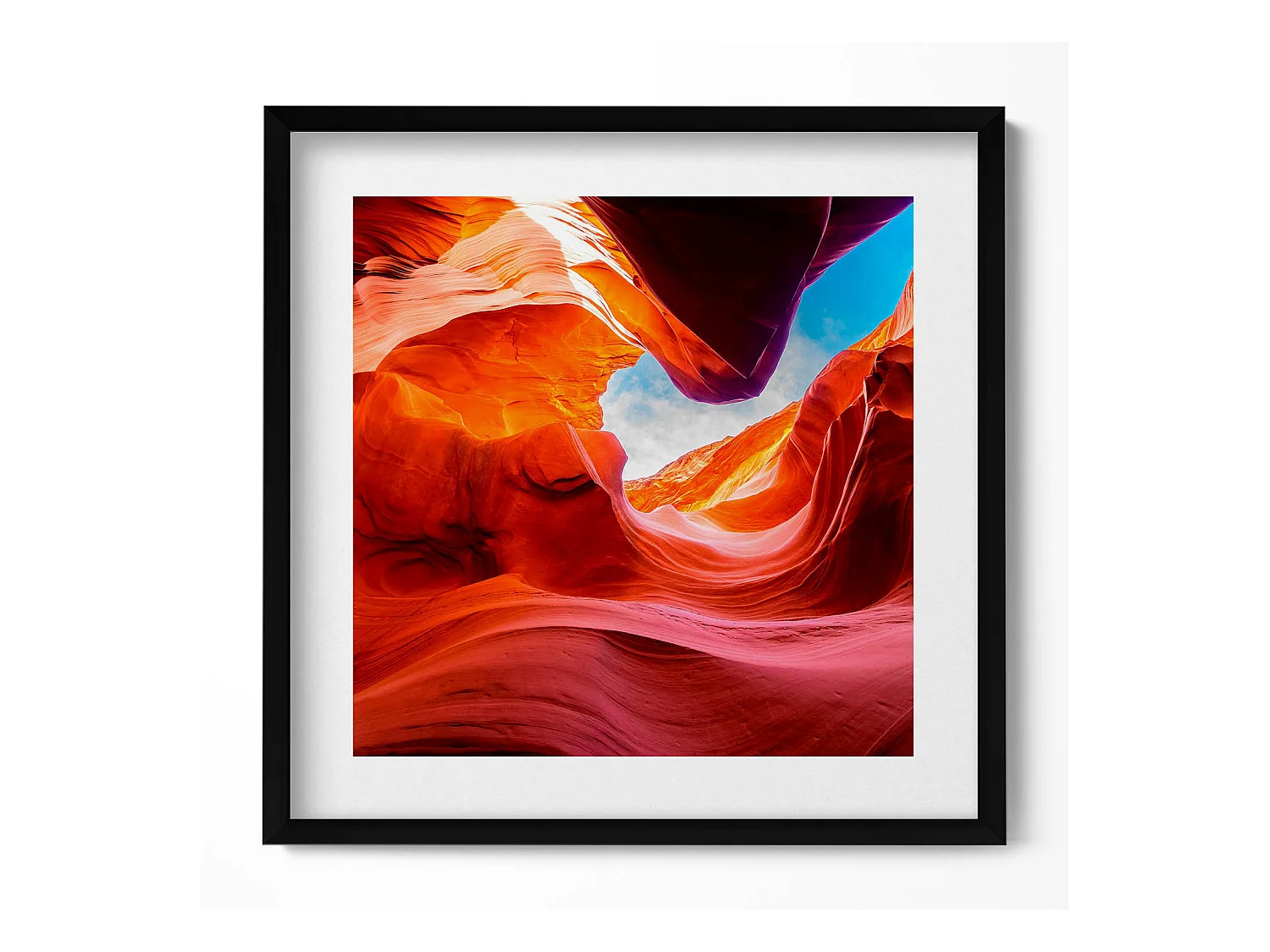 Tableau décoratif avec cadre noir, Paysage rocheux du canyon 50 x 50 cm – Parfait pour le salon ou la chambre