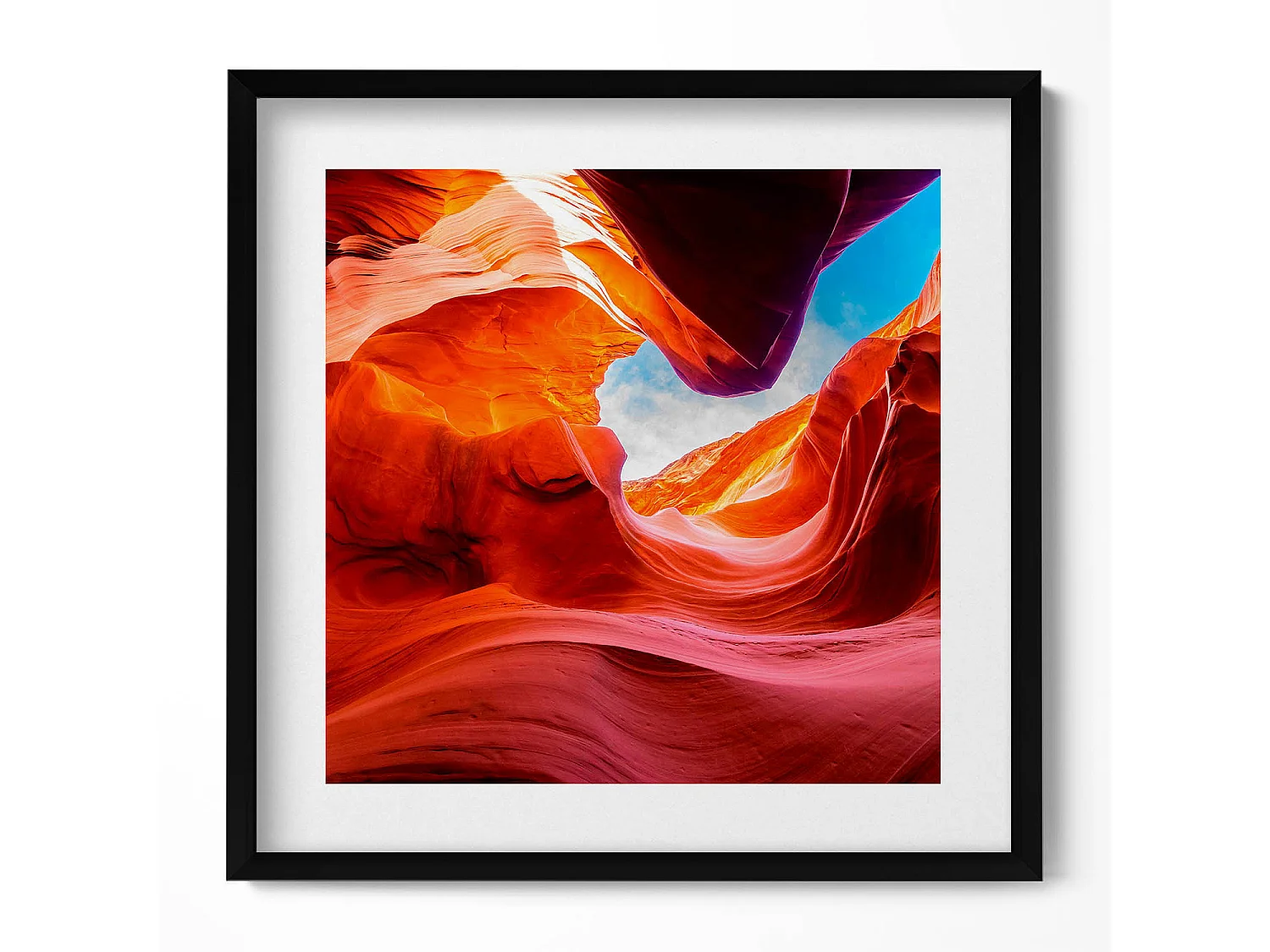 Tableau décoratif avec cadre noir, Paysage rocheux du canyon 50 x 50 cm – Parfait pour le salon ou la chambre