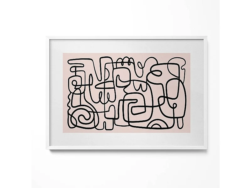 Dekoratives Gemälde mit weißem Rahmen, abstrakte Kunstformen 100 x 70 cm – perfekt für das Wohn- oder Schlafzimmer