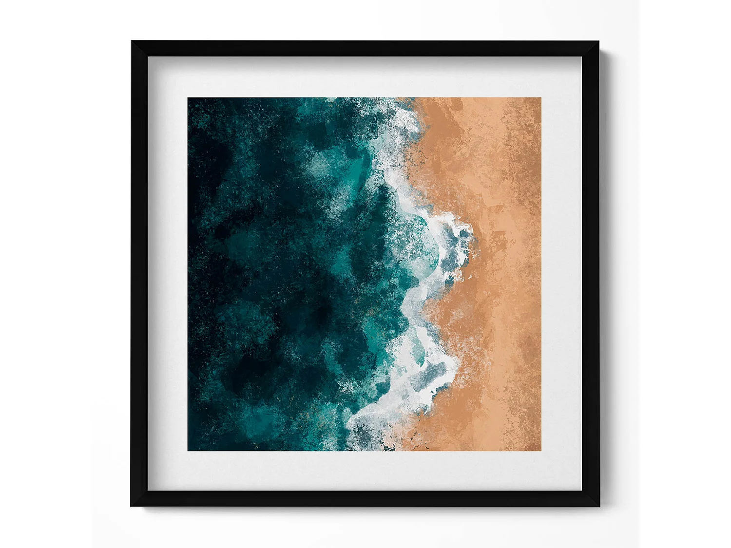 Quadro decorativo con cornice nera, fiori dipinti e colorati 50 x 50 cm – Perfetto per il soggiorno o la camera da letto