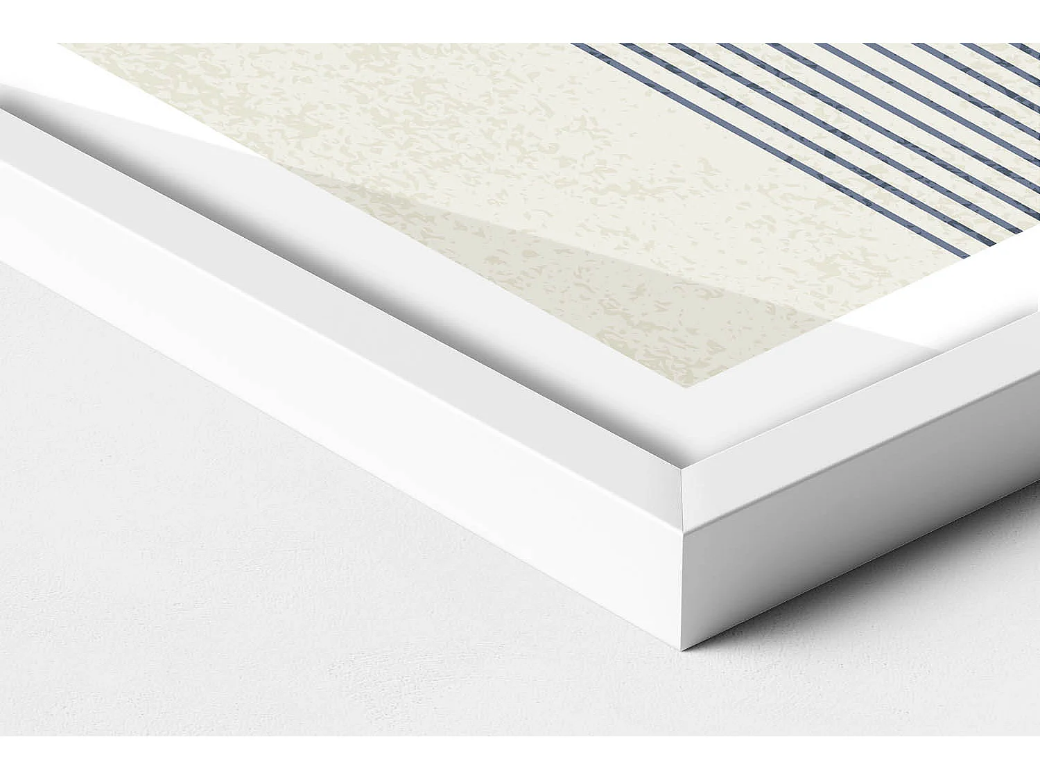 Dekoratives Gemälde mit weißem Rahmen, Linien und Kreis moderner Kunst 40 x 60 cm – Perfekt für das Wohn- oder Schlafzimmer