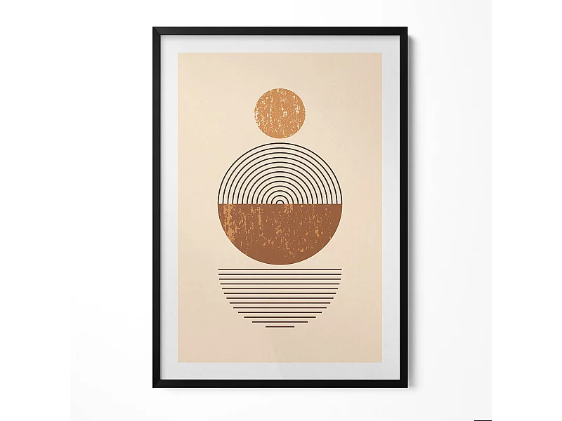 Tableau décoratif avec cadre noir, Art géométrique dans un style bohème 70 x 100 cm– Parfait pour le salon ou la chambre