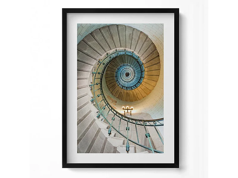 Dekoratives Gemälde mit schwarzem Rahmen, Wendeltreppe 50 x 70 cm – Perfekt für das Wohn- oder Schlafzimmer