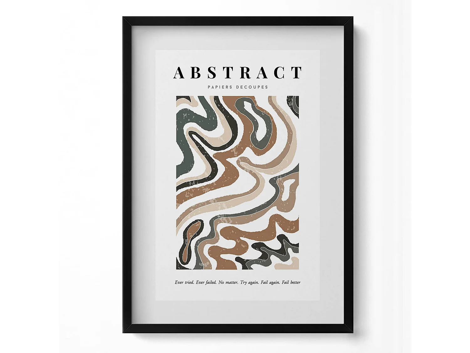 Decoratief schilderij met zwarte lijst, Lineaire bohemien abstractie 50 x 70 cm – Perfect voor de woon- of slaapkamer