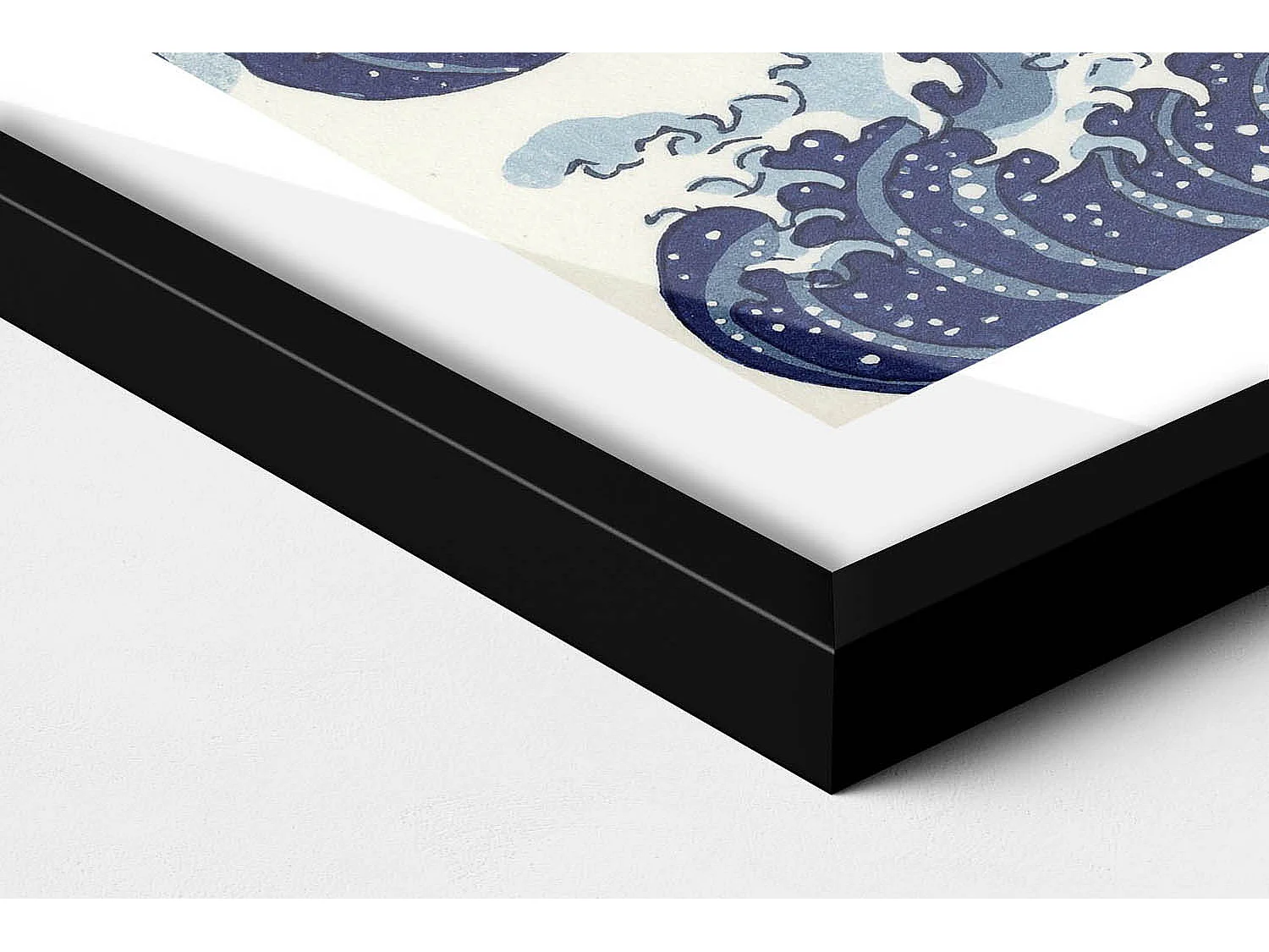 Dekoratives Gemälde mit schwarzem Rahmen, Große Welle in Kanagawa 70 x 50 cm – Perfekt für das Wohn- oder Schlafzimmer