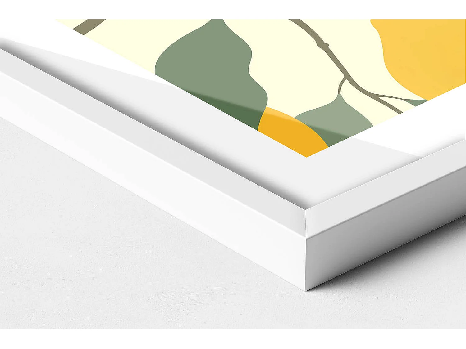 Quadro decorativo con cornice bianca, Illustrazione di limoni 70 x 50 cm – Perfetto per il soggiorno o la camera da letto