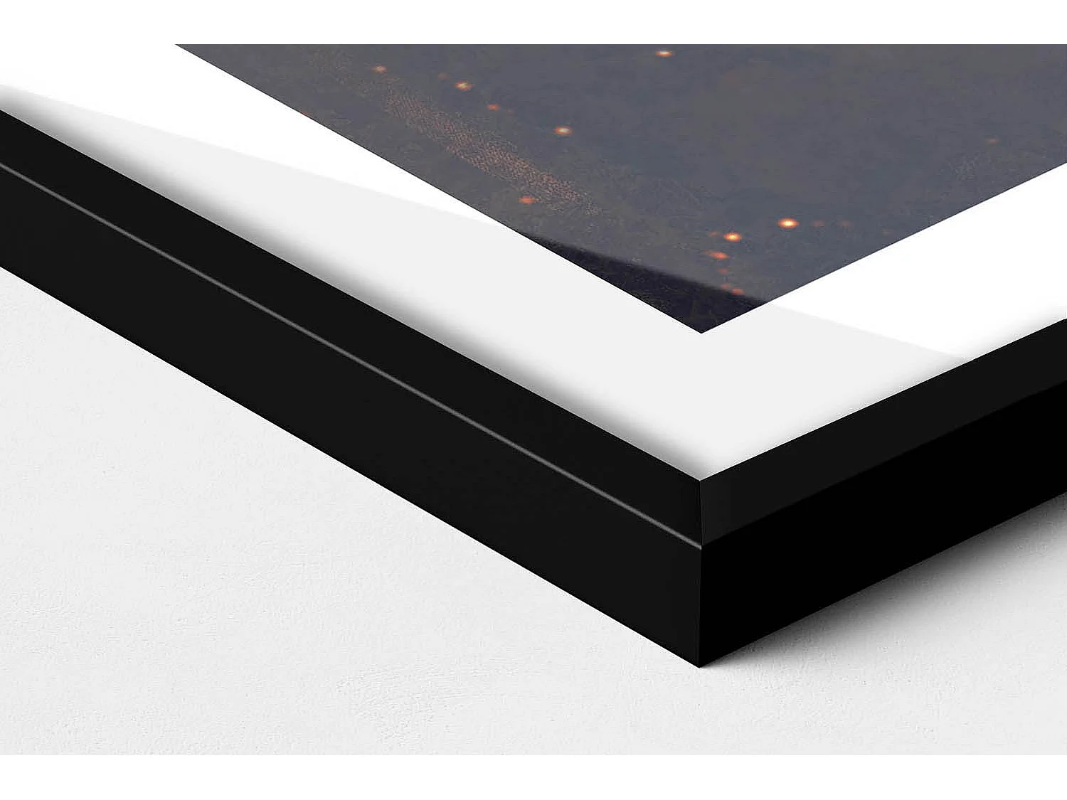 Dekoratives Gemälde mit schwarzem Rahmen, minimalistische Abstraktion mit goldenen Details 100 x 70 cm – perfekt für das Wohn- oder Schlafzimmer