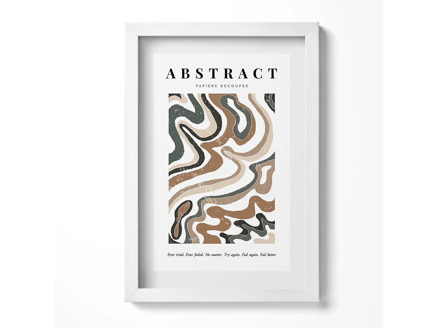 Cuadro decorativo con marco blanco, Abstracción bohemia lineal 20 x 30 cm – Perfecto para el salón o el dormitorio