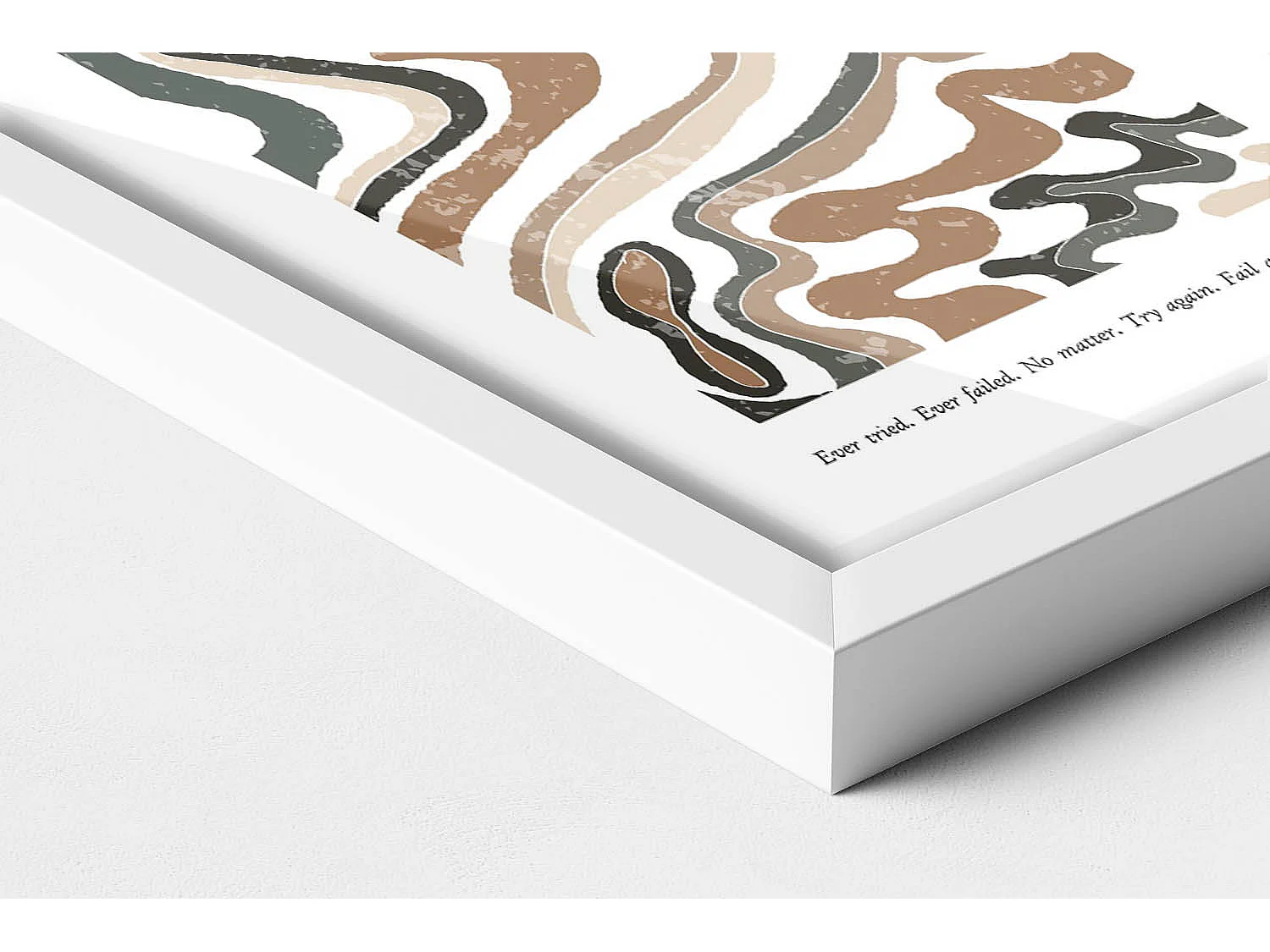 Cuadro decorativo con marco blanco, Abstracción bohemia lineal 20 x 30 cm – Perfecto para el salón o el dormitorio