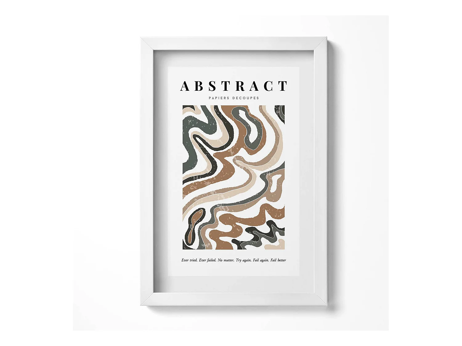 Tableau décoratif avec cadre blanc, Abstraction bohème linéaire 20 x 30 cm – Parfait pour le salon ou la chambre