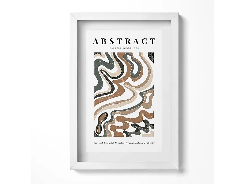 Dekoratives Gemälde mit weißem Rahmen, lineare böhmische Abstraktion 20 x 30 cm – perfekt für das Wohn- oder Schlafzimmer