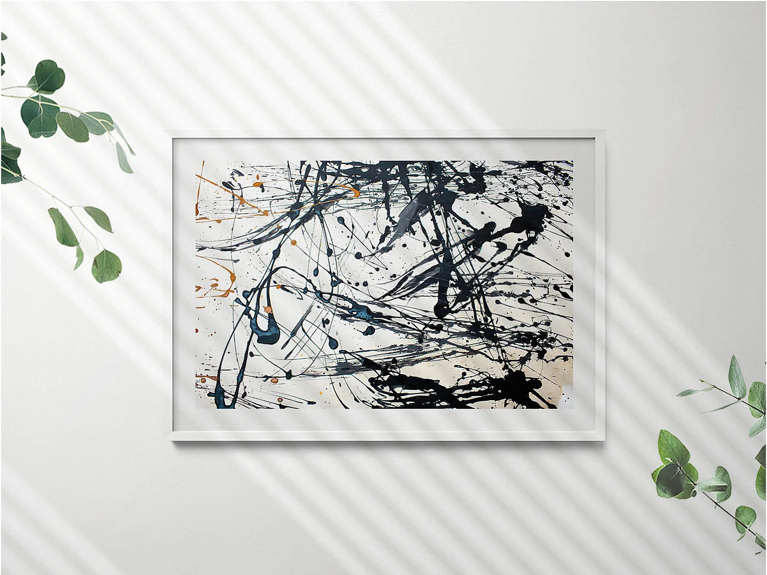 Decoratief schilderij met witte lijst, abstracte creatieve kunst 100 x 70 cm – perfect voor de woon- of slaapkamer