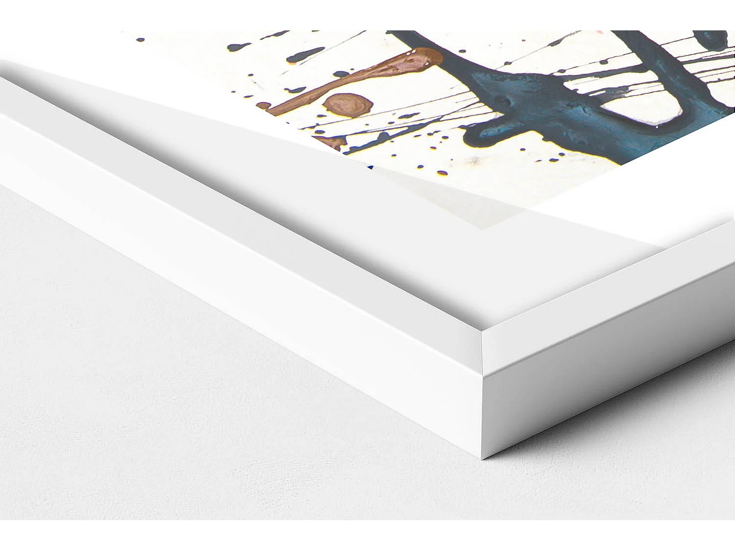 Decoratief schilderij met witte lijst, abstracte creatieve kunst 100 x 70 cm – perfect voor de woon- of slaapkamer