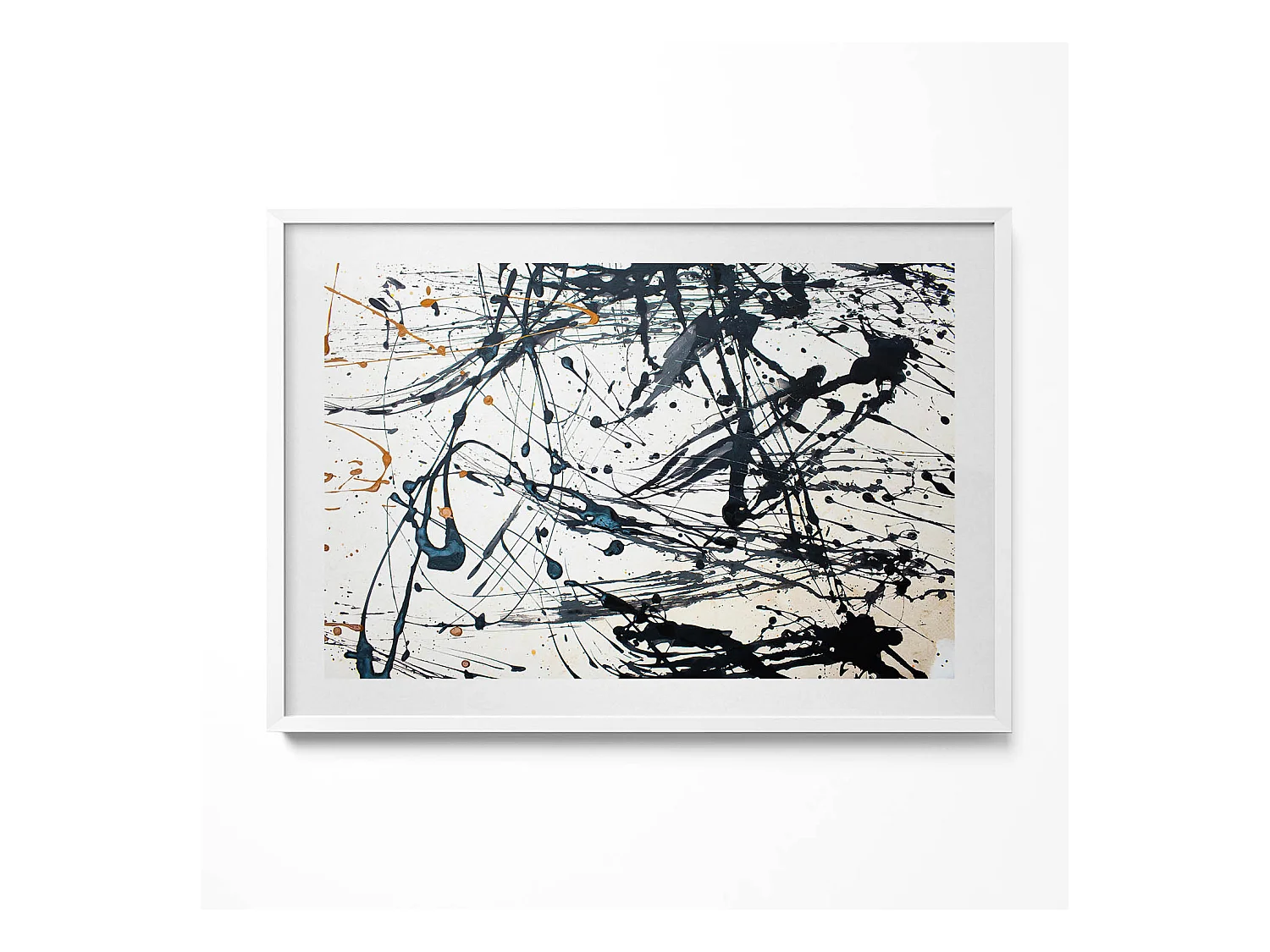 Tableau décoratif avec cadre blanc, Art créatif abstrait 100 x 70 cm– Parfait pour le salon ou la chambre