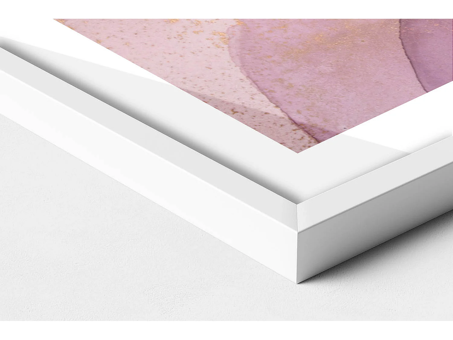 Dekoratives Gemälde mit weißem Rahmen, Rosa Abstraktion mit Gold 80 x 60 cm – Perfekt für das Wohn- oder Schlafzimmer