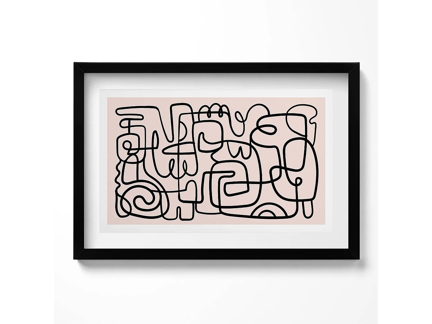 Dekoratives Gemälde mit schwarzem Rahmen, minimalistische Abstraktion mit goldenen Details 60 x 40 cm – perfekt für das Wohn- oder Schlafzimmer