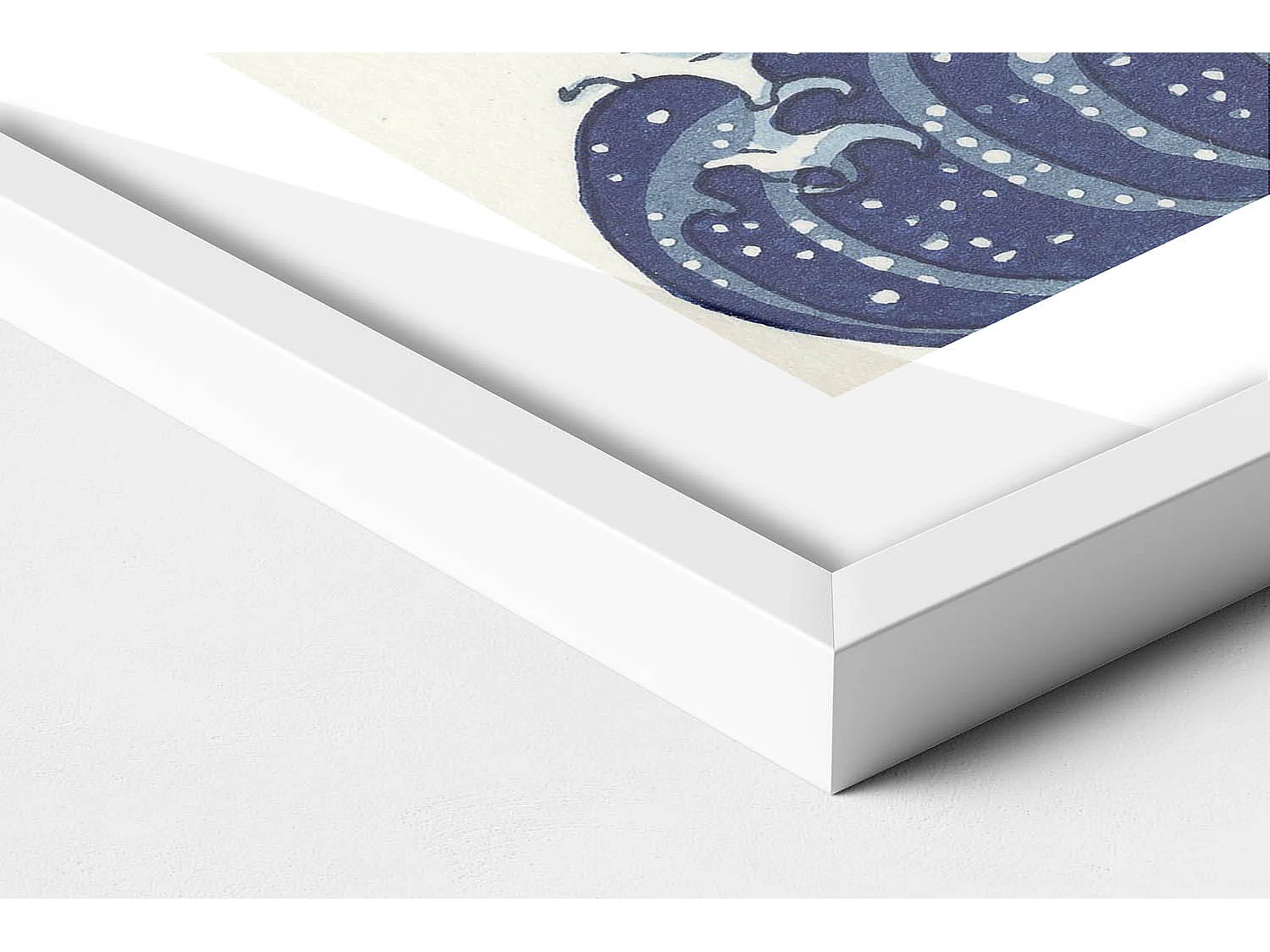 Dekoratives Gemälde mit weißem Rahmen, Große Welle in Kanagawa 100 x 70 cm – Perfekt für das Wohn- oder Schlafzimmer