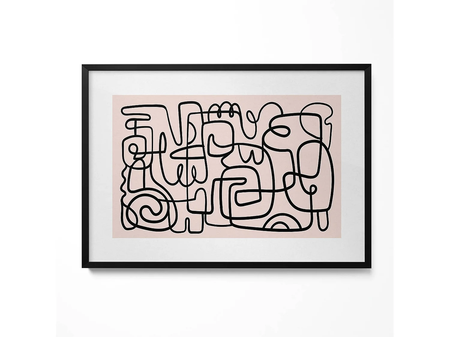 Dekoratives Gemälde mit schwarzem Rahmen, abstrakte Kunstformen 100 x 70 cm – perfekt für das Wohn- oder Schlafzimmer