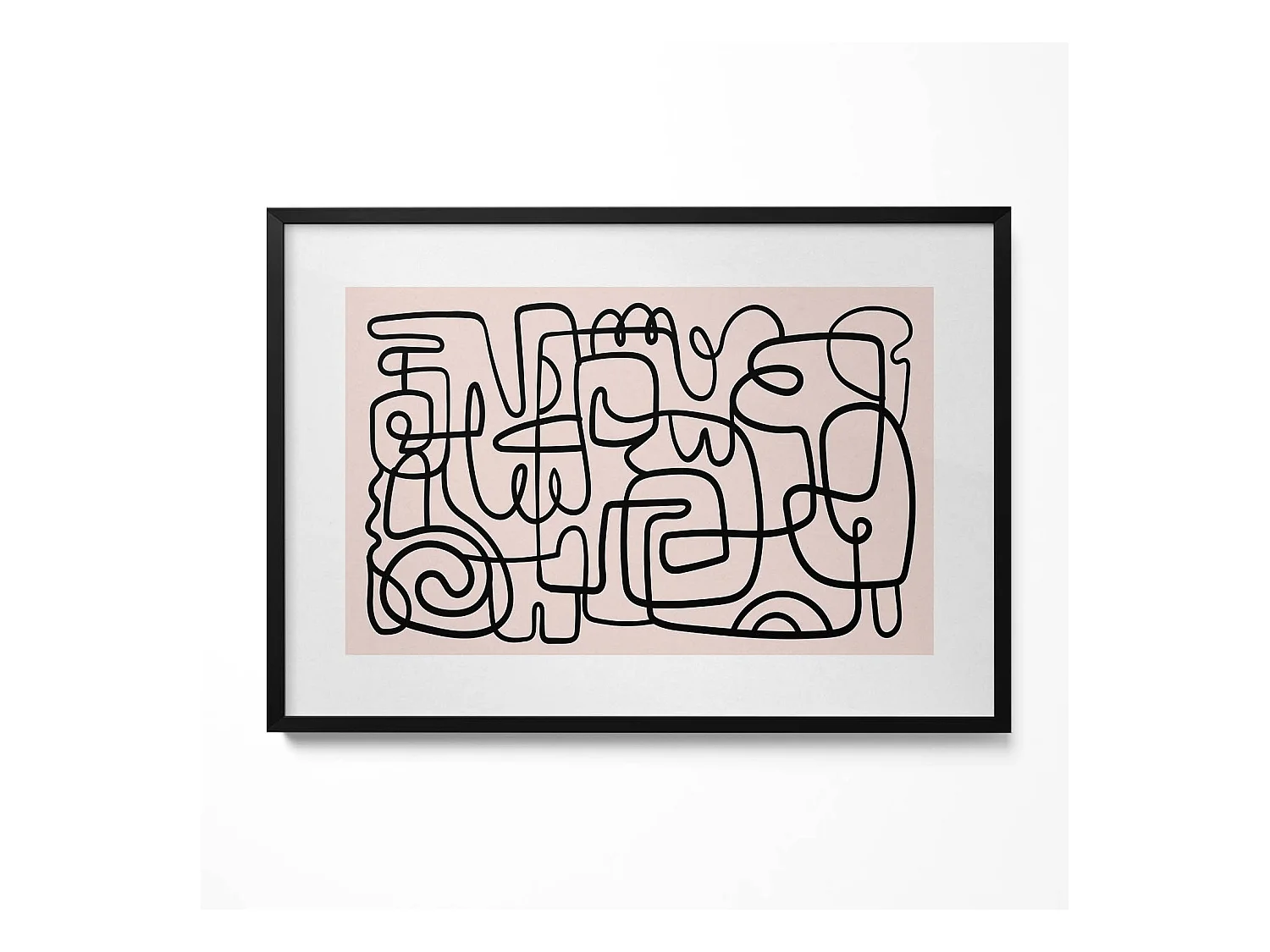 Tableau décoratif avec cadre noir, Formes abstraites d'art 100 x 70 cm– Parfait pour le salon ou la chambre