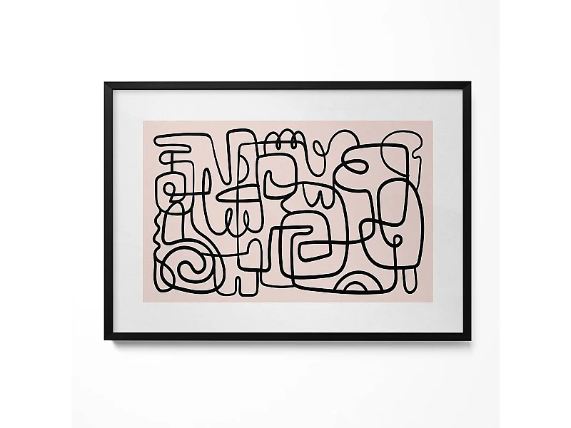 Dekoratives Gemälde mit schwarzem Rahmen, abstrakte Kunstformen 100 x 70 cm – perfekt für das Wohn- oder Schlafzimmer