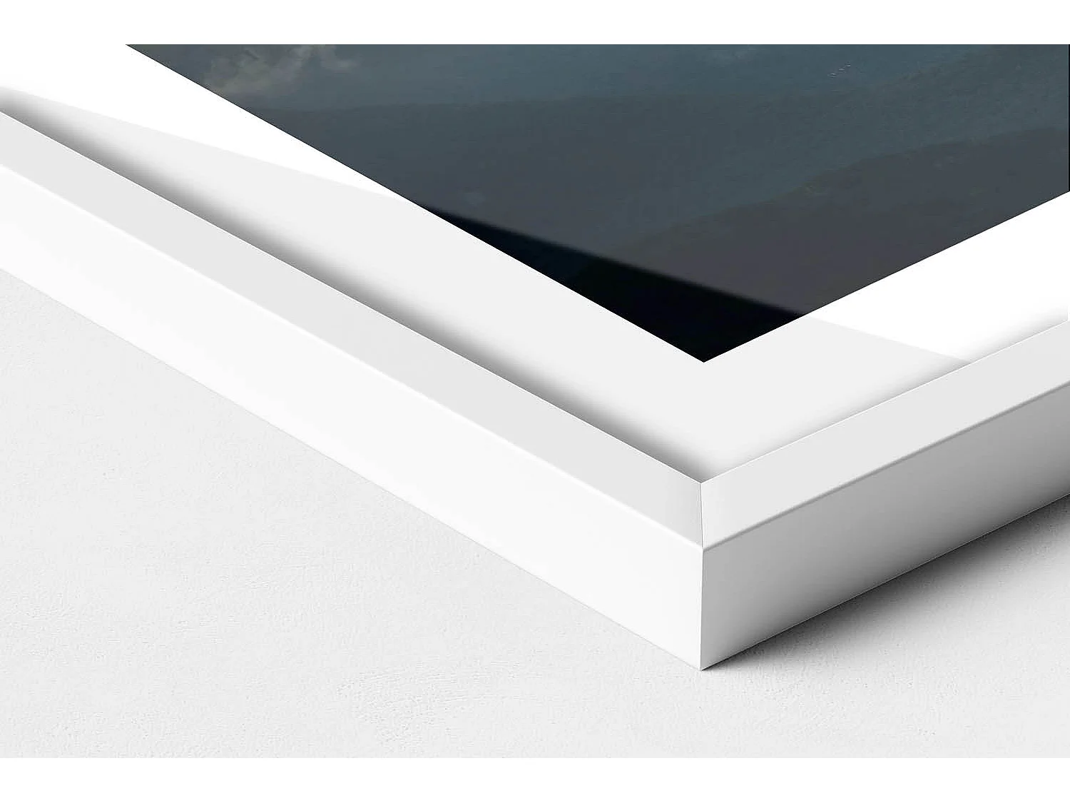 Tableau décoratif avec cadre blanc, Vol en montgolfière entre les nuages 70 x 50 cm– Parfait pour le salon ou la chambre