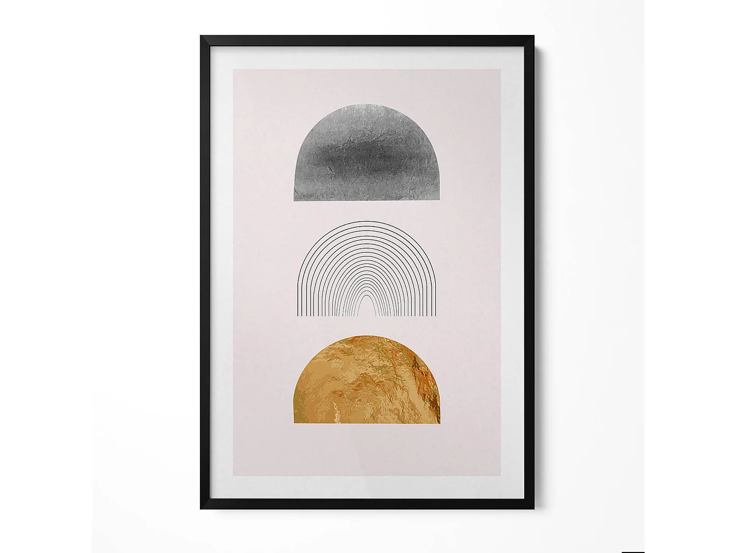 Dekoratives Gemälde mit schwarzem Rahmen, böhmische Formen mit Gold 70 x 100 cm – Perfekt für das Wohn- oder Schlafzimmer