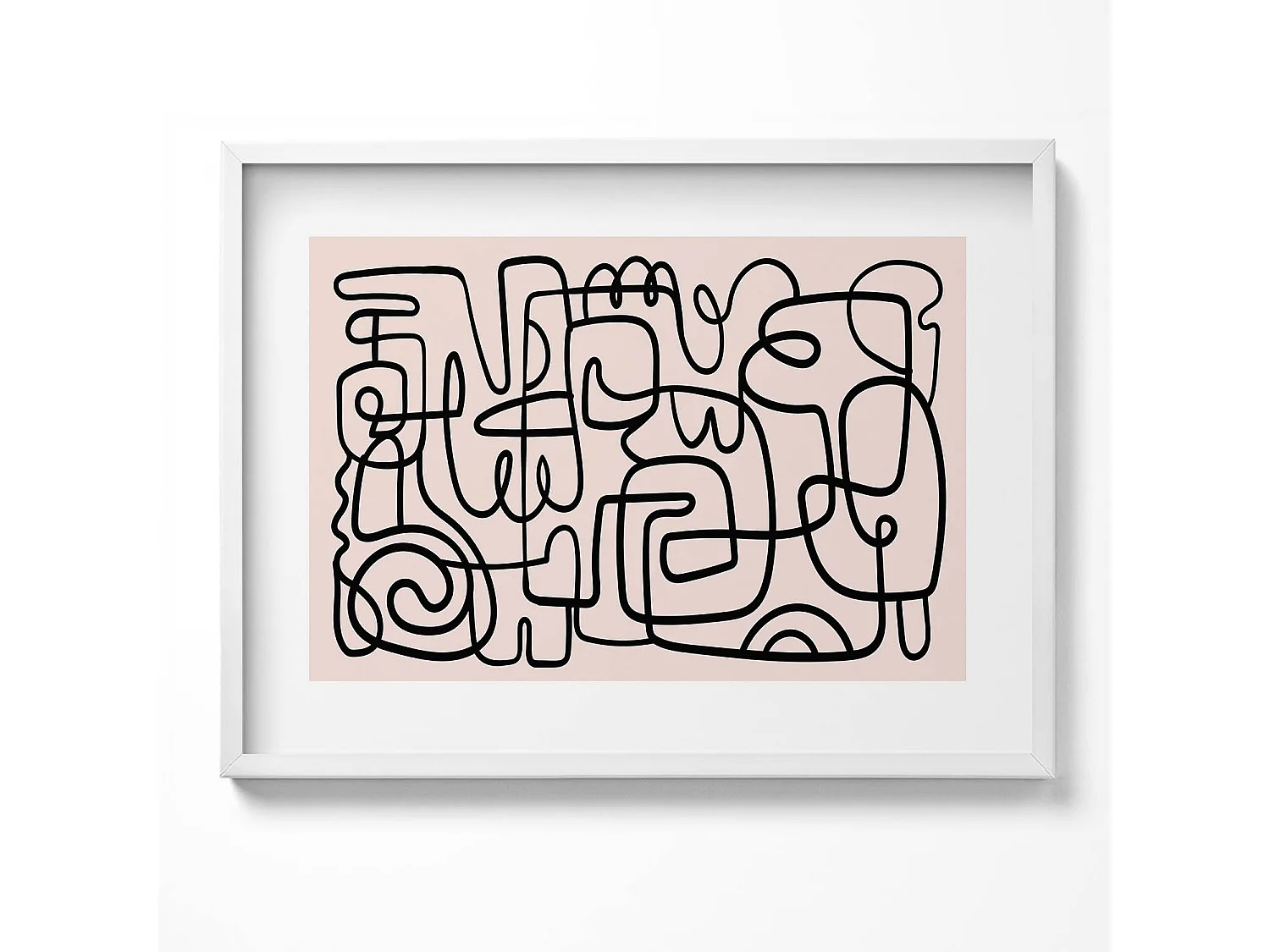 Tableau décoratif avec cadre blanc, Formes abstraites d'art 80 x 60 cm– Parfait pour le salon ou la chambre