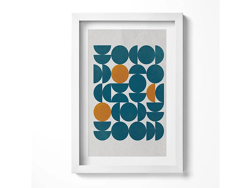 Dekoratives Gemälde mit weißem Rahmen, geometrische Komposition 20 x 30 cm – perfekt für das Wohn- oder Schlafzimmer