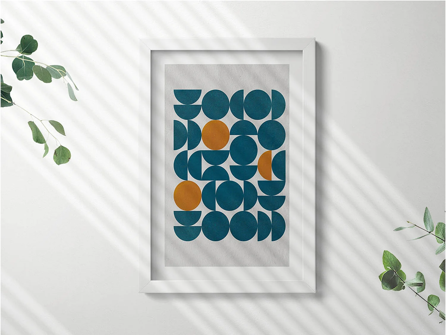 Dekoratives Gemälde mit weißem Rahmen, geometrische Komposition 20 x 30 cm – perfekt für das Wohn- oder Schlafzimmer